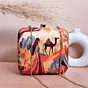 Women Beige Based Women with Camel Printed Clutch