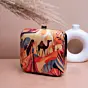 Women Beige Based Women with Camel Printed Clutch