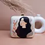 Woman White Based Women Portrait Printed Clutch