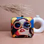 Women Multicolored Portrait Printed Clutch