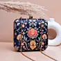 Women Blue Based Floral Printed Clutch
