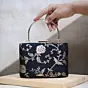Women Black And Silver Brocade Party Clutch