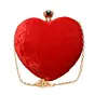 Woman Valentine Special Red Velvet Heart Clutch & Triple Heart Drop Necklace Combo