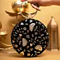 Women Black And Golden Embroidery Round Clutch