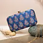 Woman Blue Floral Printed Clutch