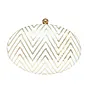 Woman White Embroidered Oval Clutch