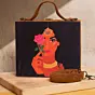 Women Elegant Flower Lady Printed Suitcase Style Clutch