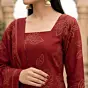 Maroon Printed Kurta with Palazzo & Dupatta Set for Women