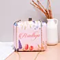 Women Pink Floral Printed Name Customised Clutch