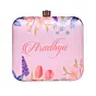 Women Pink Floral Printed Name Customised Clutch