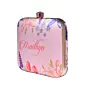 Women Pink Floral Printed Name Customised Clutch