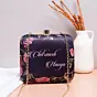Women Black Floral Printed Name Customised Clutch