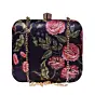 Women Black Floral Printed Name Customised Clutch