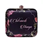 Women Black Floral Printed Name Customised Clutch