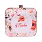 Women White Floral Printed Name Customised Clutch