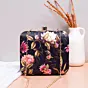 Women Black Leaf And Floral Printed Name Customised Clutch