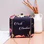 Women Black Leaf And Floral Printed Name Customised Clutch