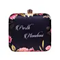 Women Black Leaf And Floral Printed Name Customised Clutch