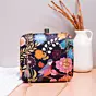 Women Black Bird And Floral Printed Name Customised Clutch