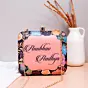 Women Black Bird And Floral Printed Name Customised Clutch