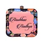 Women Black Bird And Floral Printed Name Customised Clutch