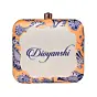 Woman Yellow Birds And Floral Printed Name Customised Clutch