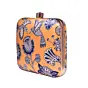 Woman Yellow Birds And Floral Printed Name Customised Clutch