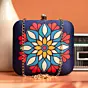 Women Dark Blue Mandala Printed Clutch