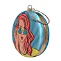 Woman Sky Blue Round Customised Name Clutch