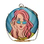 Woman Sky Blue Round Customised Name Clutch