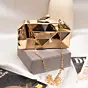 Women Metallic Gold Hexagon Metal Clutch