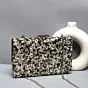 Women Black Gravel Stone Metallic Evening Clutch