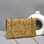 Women Gold Gravel Stone Metallic Evening Clutch