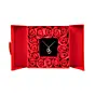 Woman Valentine Special Red Velvet Heart Clutch & Eternal Red Roses Gift Box with Heart Design Necklace