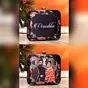 Women Black Based Floral Printed Customized Clutch
