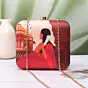 Women Red Saree Muse Portrait Clutch