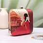 Women Red Saree Muse Portrait Clutch