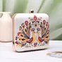 Woman Royal Twin Peacocks Pattern Portrait Clutch
