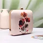 Woman Abstract Red–Brown Floral Portrait Clutch