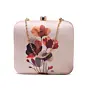Woman Abstract Red–Brown Floral Portrait Clutch