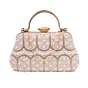 Women White Pearl & Arch-Pattern Handle Clutch