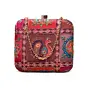 Woman Royal Red Heritage Peacock Embroidered Clutch