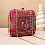 Woman Royal Red Heritage Peacock Embroidered Clutch