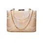 Women Champagne Ivory Gold Floral Embroidered Clutch