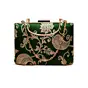 Woman Emerald Green Gold Embroidered Clutch