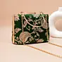 Woman Emerald Green Gold Embroidered Clutch
