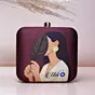 Women Dark Brown Asthetic Girl Portrait Printed Name Customised Clutch