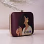 Women Dark Brown Asthetic Girl Portrait Printed Name Customised Clutch
