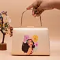 Woman Multicolored Flowers With Girl Printed Clutch