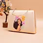 Woman Multicolored Flowers With Girl Printed Clutch